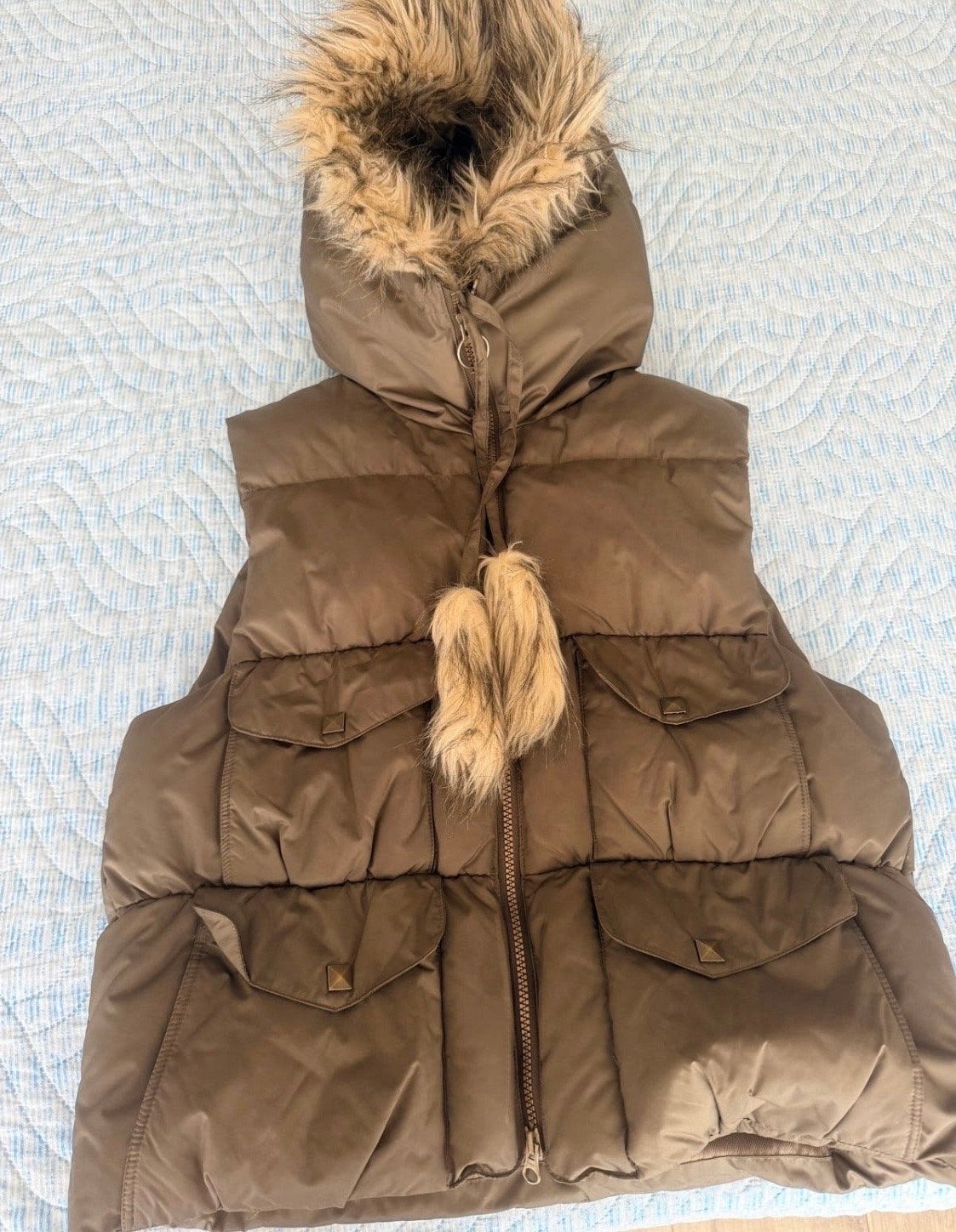 Basic & More Down Bodywarmer met Bontkraag - Maat M, Ophalen of Verzenden, Zo goed als nieuw, Maat 38/40 (M), Bruin