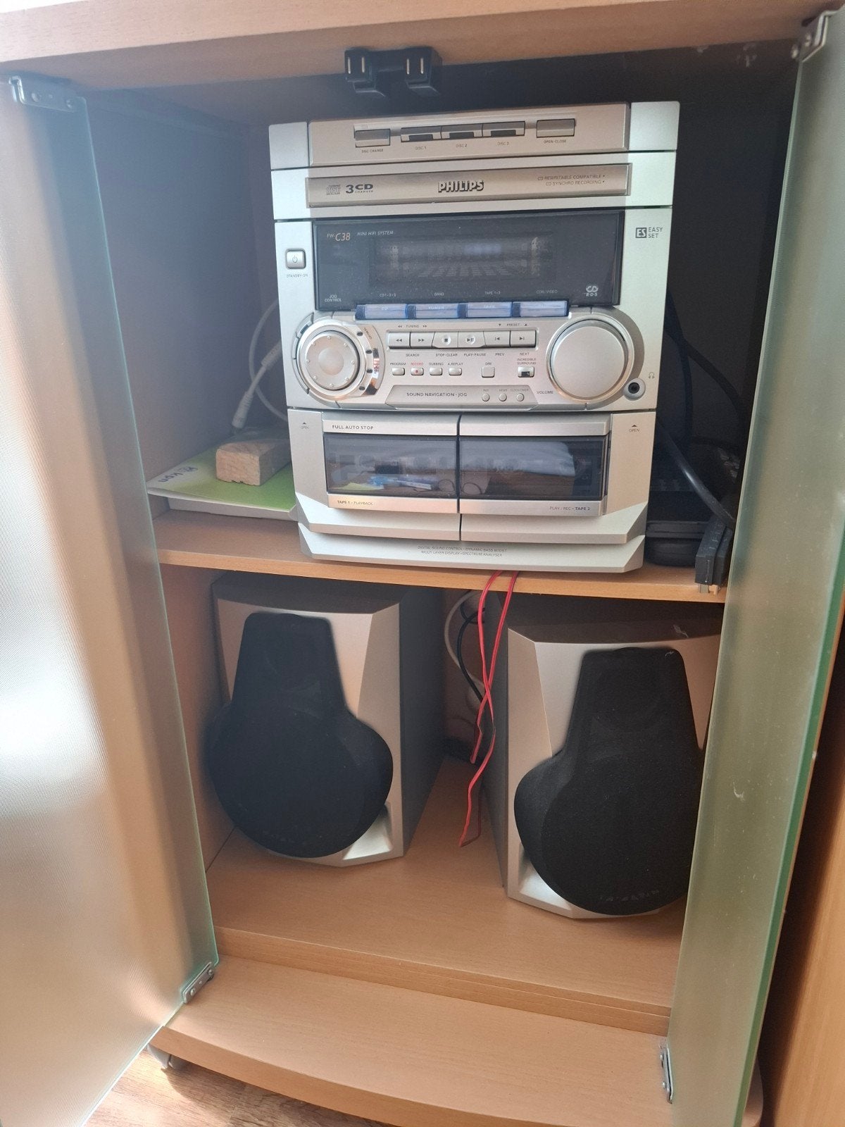 Philips Stereo Set met 3 CD-speler, Cassettedeck en Speakers, Ophalen, Philips, Gebruikt, Losse componenten