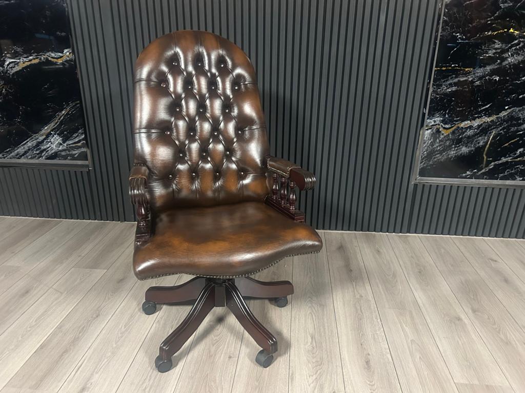 Orginele Chesterfield Lederen Bureaustoel!!! 🇬🇧🇬🇧, Ophalen of Verzenden