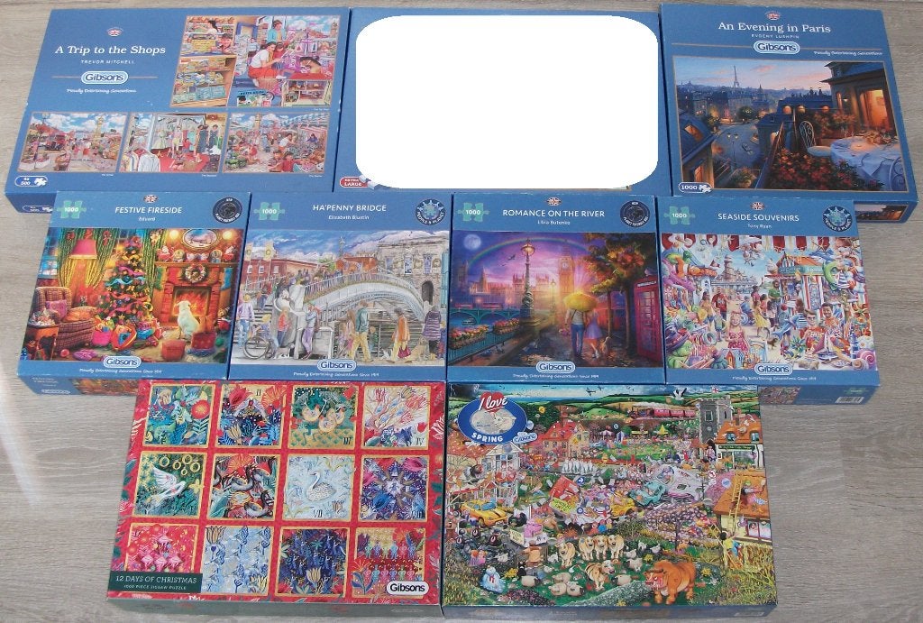 Diverse *** PUZZELS GIBSONS *** 8 stuks, Hobby en Vrije tijd, Denksport en Puzzels, Ophalen of Verzenden, 500 t/m 1500 stukjes