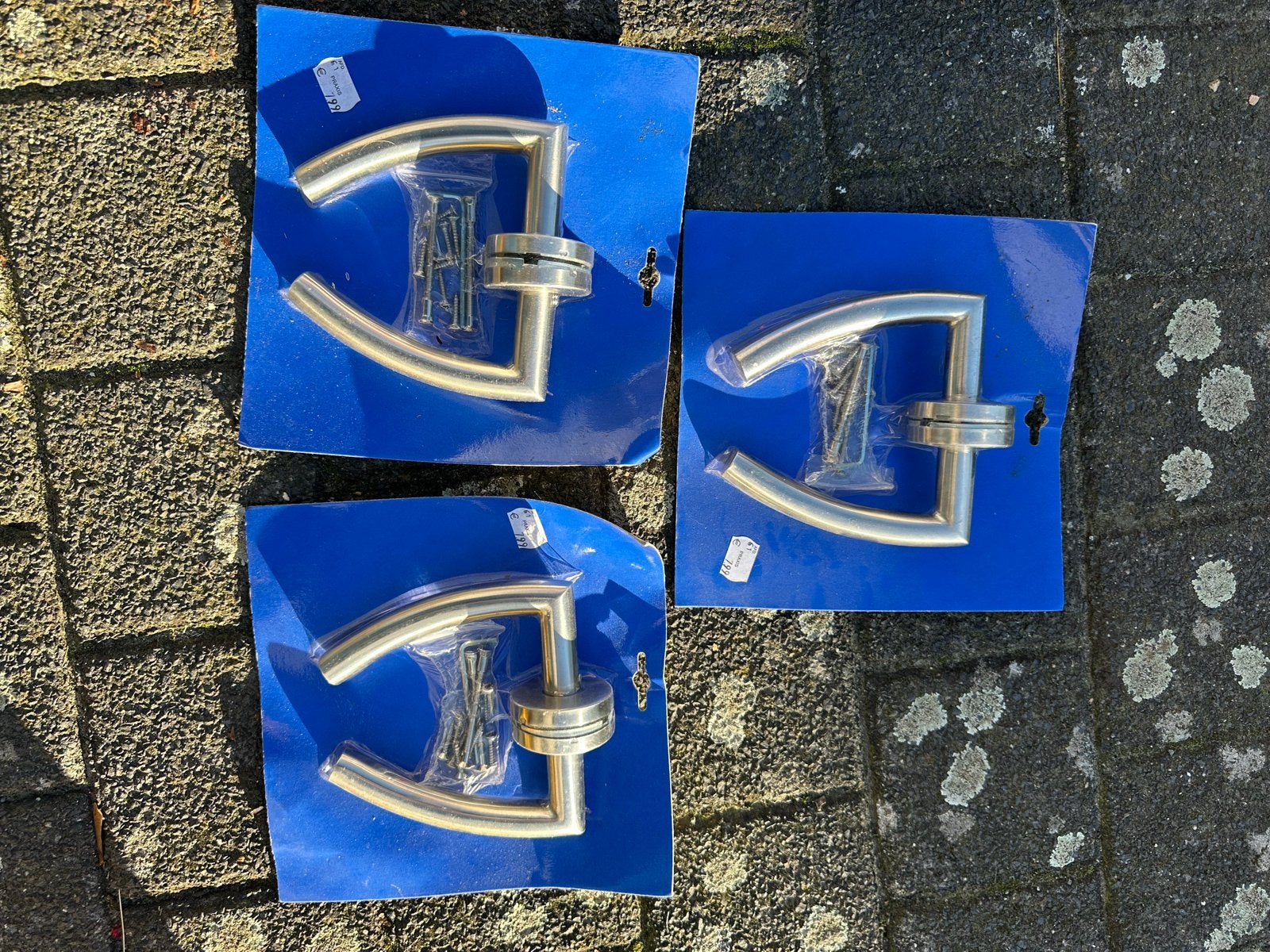3x Nieuwe RVS Deurklinken Set - Modern Design, Ophalen of Verzenden, Nieuw, Rvs, Klink of Kruk