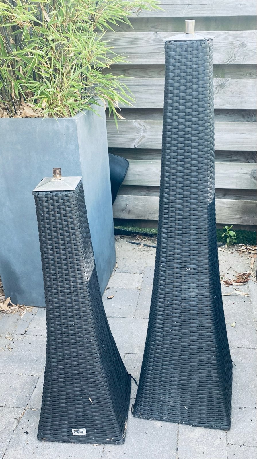 Set van 2 Lampenolie standaards - Zwart Wicker Design, Tuin en Terras, Ophalen, Gebruikt, Kunststof, Overige typen
