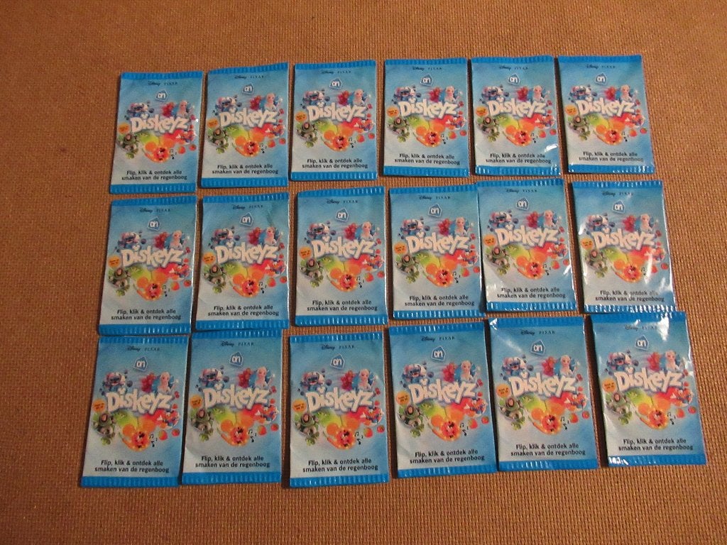 18 Disney Diskeyz Albert Heijn ongeopende pakjes, Verzamelen, Albert Heijn, Verzenden