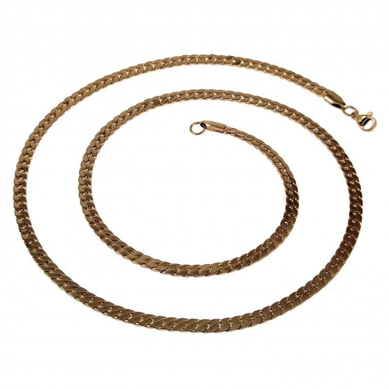 60cm 4mm Ketting Unisex Verguld Staal Platte Slangenketting, Overige materialen, Birgitta-Gracht 33, 6465 EL Kerkrade, Nederland