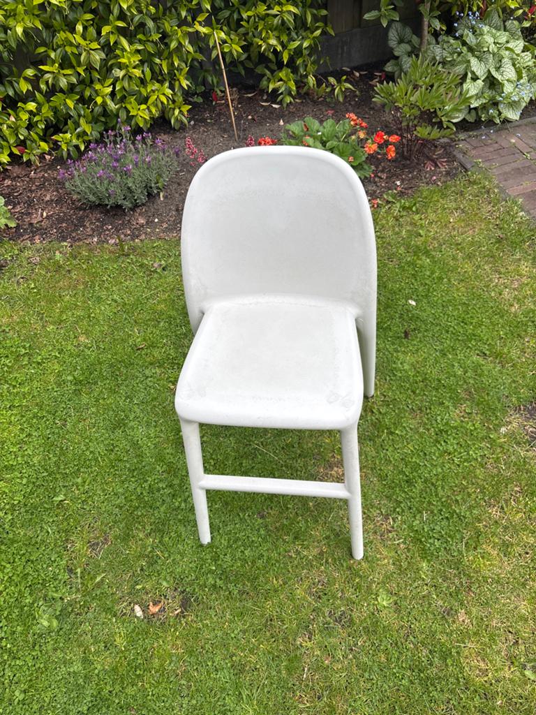 Witte kunststof stoel - Gebruikt, Huis en Inrichting, Stoelen, Ophalen, Kunststof, Gebruikt, Wit