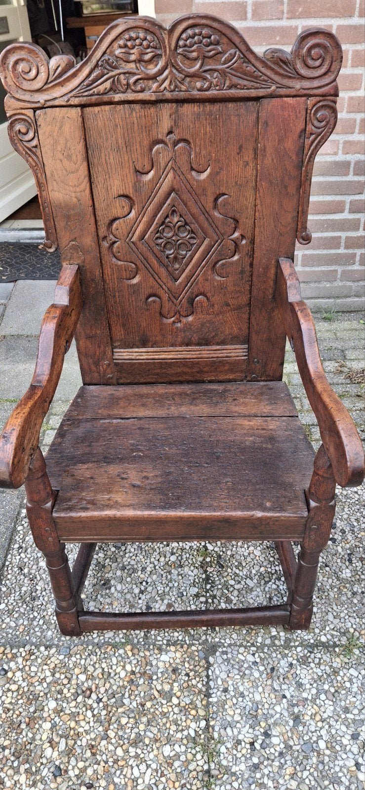 Wainscott stoel Engels 17 de eeuw, Ophalen of Verzenden