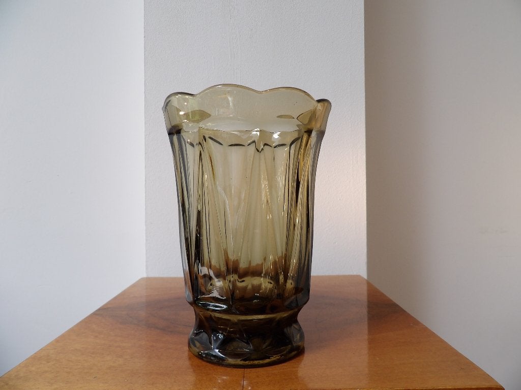 Gaaf Frans Art Deco Vaasje, Fumee/rookkleur, jaren '40