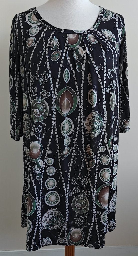 Trois Ka soepelvallend tuniek met print mt. XL, Zwart, Maat 46/48 (XL) of groter, Ophalen of Verzenden, Zo goed als nieuw