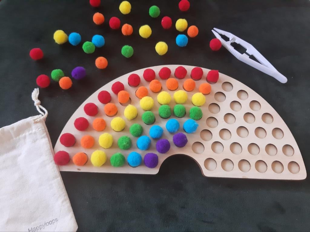 Houten regenboog met gekleurde bolletjes, Kinderen en Baby's, Speelgoed | Educatief en Creatief, Happyloops@outlook.com, Nieuw