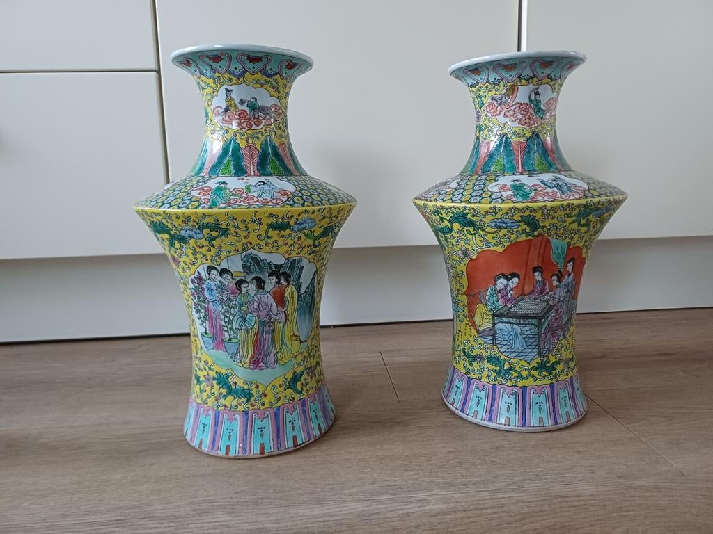 Set van 2 Chinese vazen, ca. 1980, kasteelveiling België, Antiek en Kunst, Antiek | Vazen, Ophalen