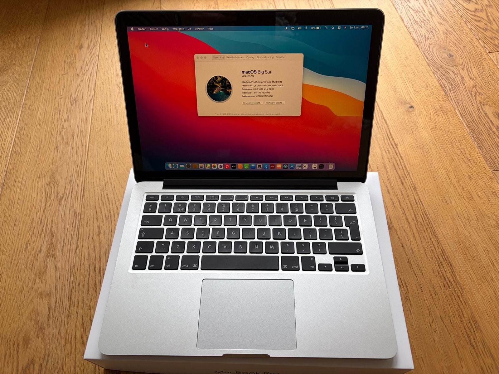 MacBook Pro (Retina, 13-inch, Mid 2014) - Big Sur, Computers en Software, Apple Macbooks, Gebruikt, 2 tot 3 Ghz, Qwerty, 8 GB