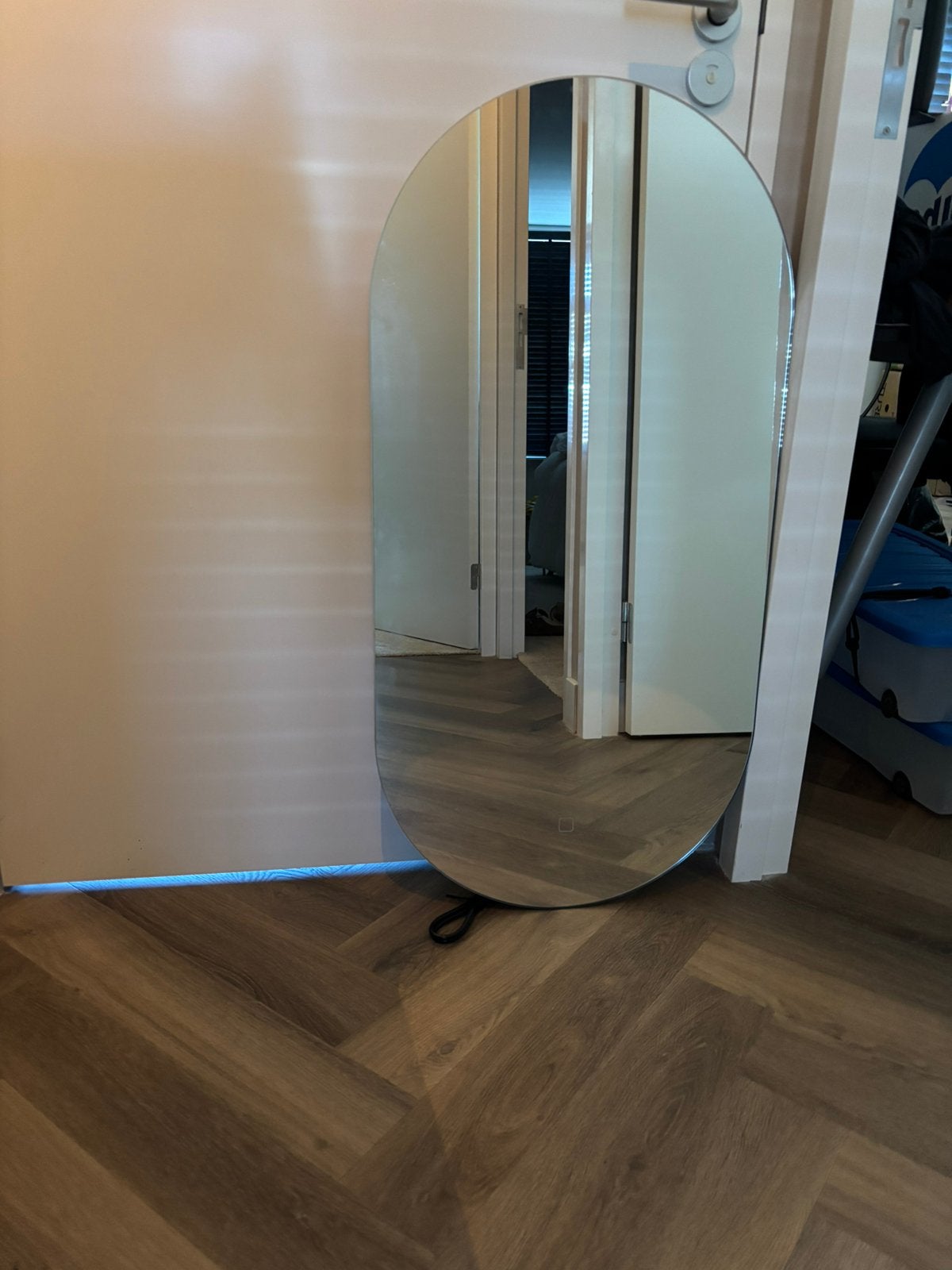 Gratis saniclear ovale spiegel led 50 x 100, Ophalen, Minder dan 50 cm, Nieuw, Minder dan 100 cm