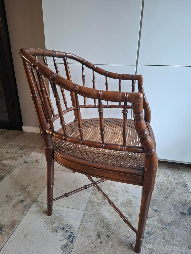 Oude bamboe stoel / chair, vermoedelijk Engels, Huis en Inrichting, Stoelen, Ophalen of Verzenden, Bruin, Eén