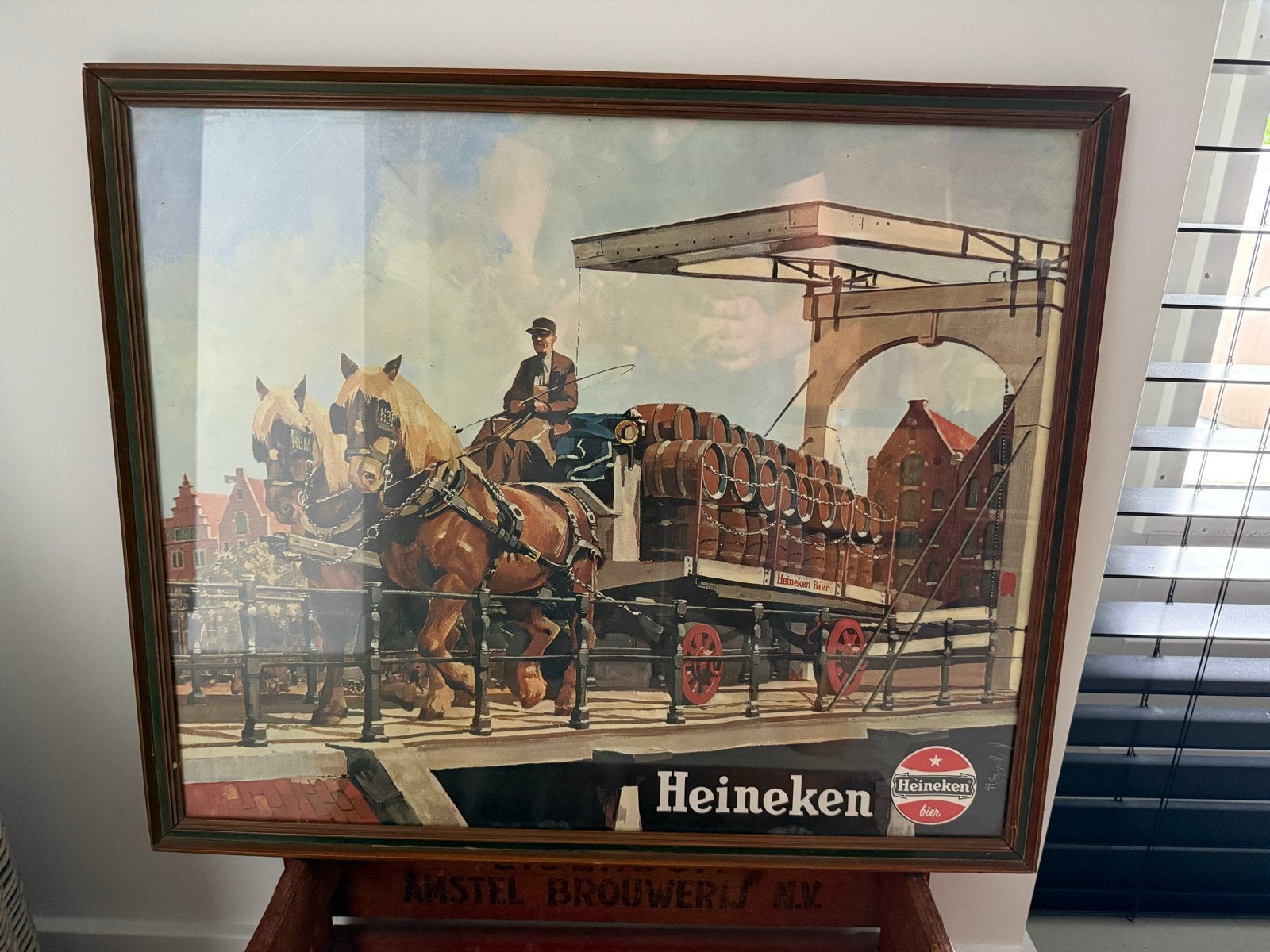 Oude Heineken reclameposter in originele lijst, Ophalen, Zo goed als nieuw, Overige typen, Heineken