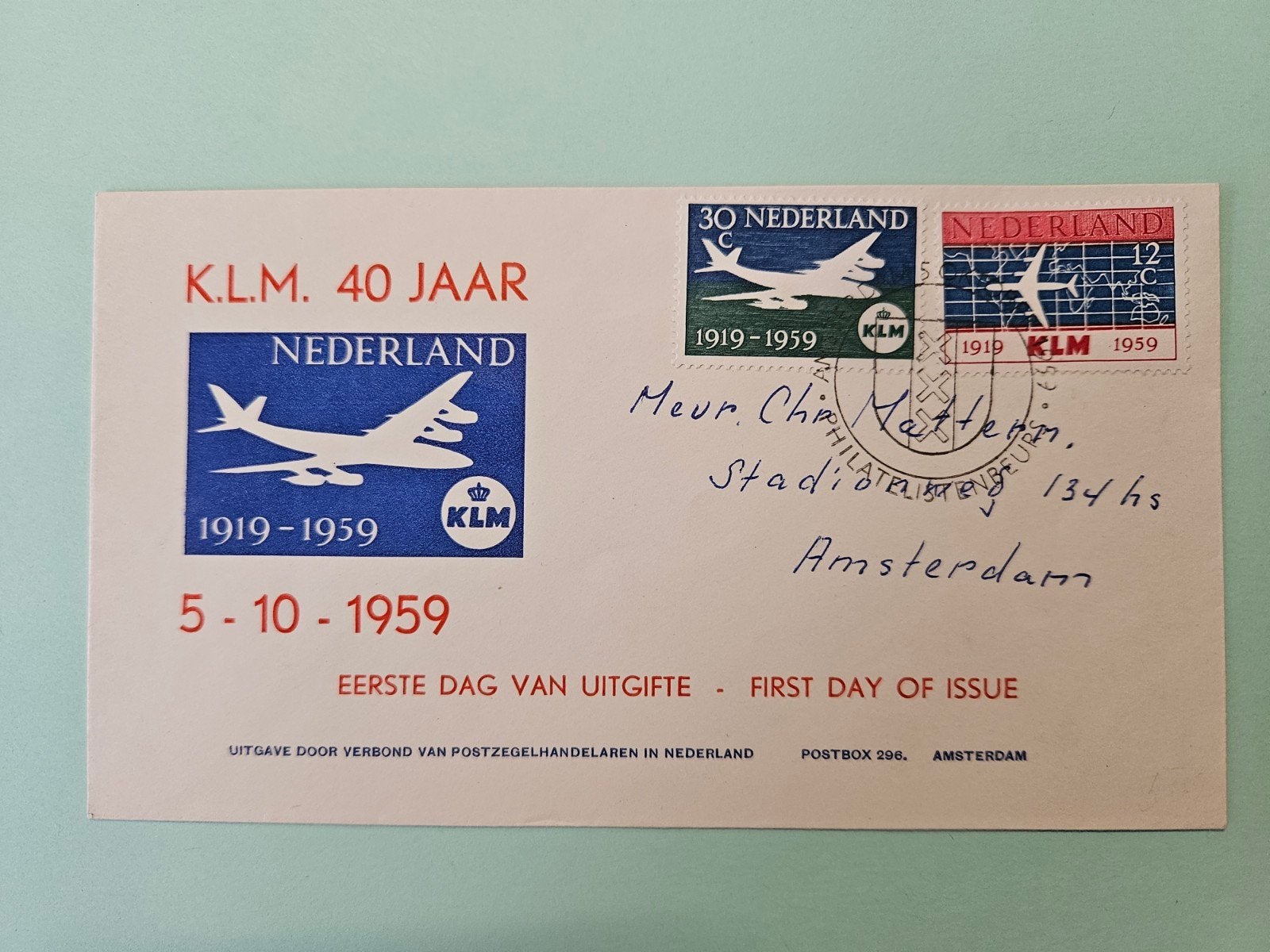 11) KLM 40 jaar 1959, Ophalen of Verzenden, Beschreven, Nederland