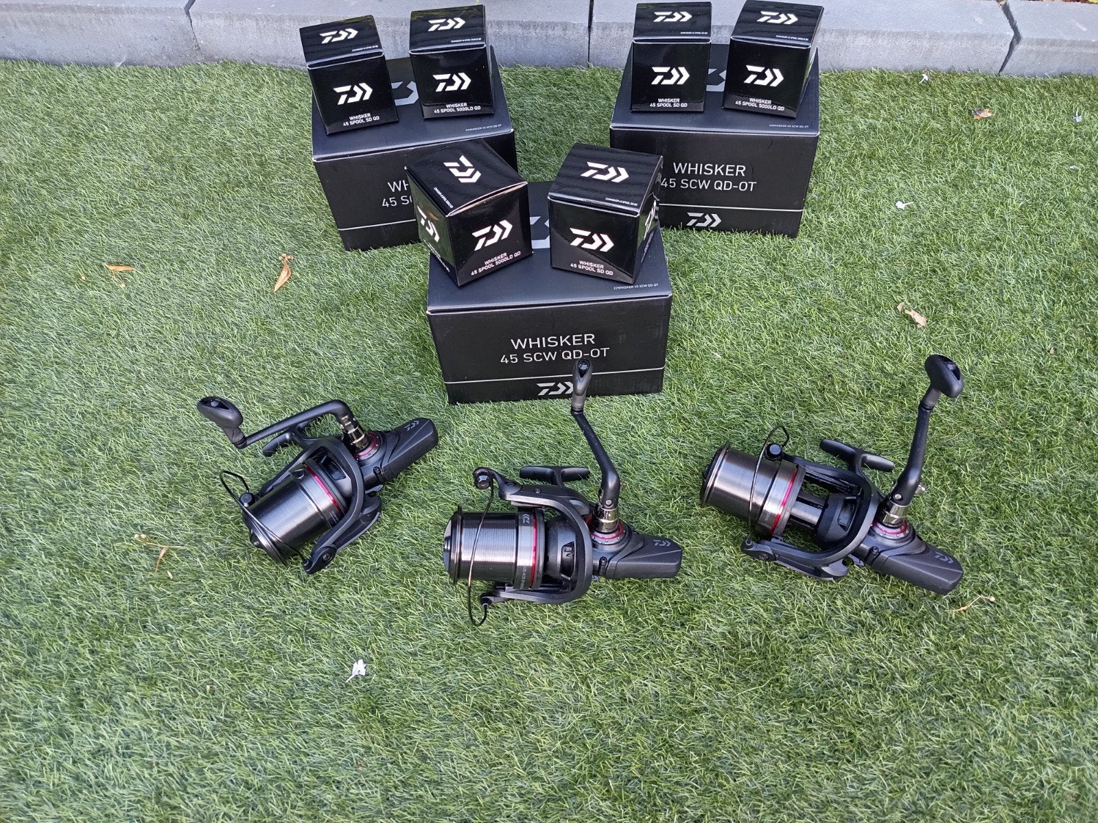 3 daiwa whisker 45 scw qd nieuw staat vaste prijs te koop, Watersport en Boten, Ophalen of Verzenden, Zo goed als nieuw, Molen