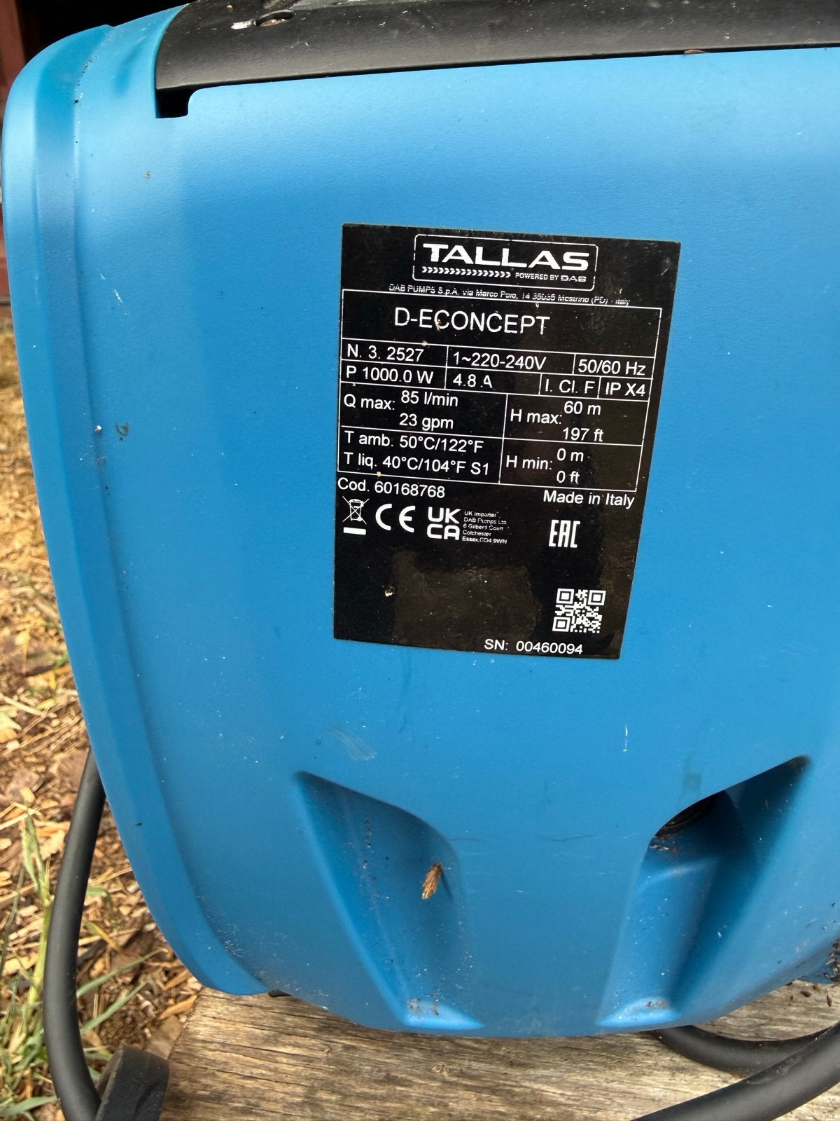 Tallas D-ECONCEPT Hydrofoorpomp - Zo goed als nieuw, Ophalen of Verzenden, Zo goed als nieuw, Elektrisch, Hydrofoorpomp