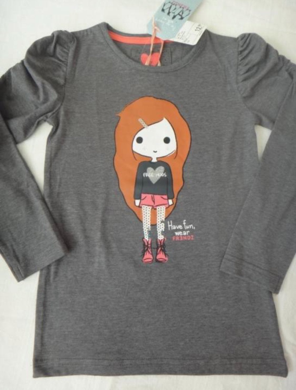 Nieuw Frendz Meisjes Longsleeve Grijs met Pop Print maat 110, Kinderen en Baby's, Ophalen of Verzenden, Nieuw, Meisje, Shirt of Longsleeve