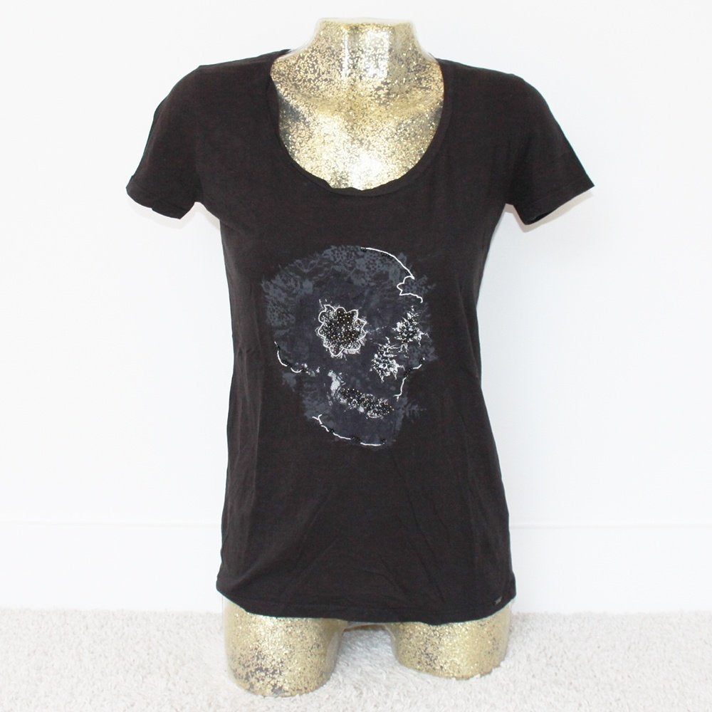 Mooi Ikks Shirtje 100% Katoen (Maat 36) - 87 € 25,-, IKKS, Zwart, Ophalen of Verzenden, Zo goed als nieuw