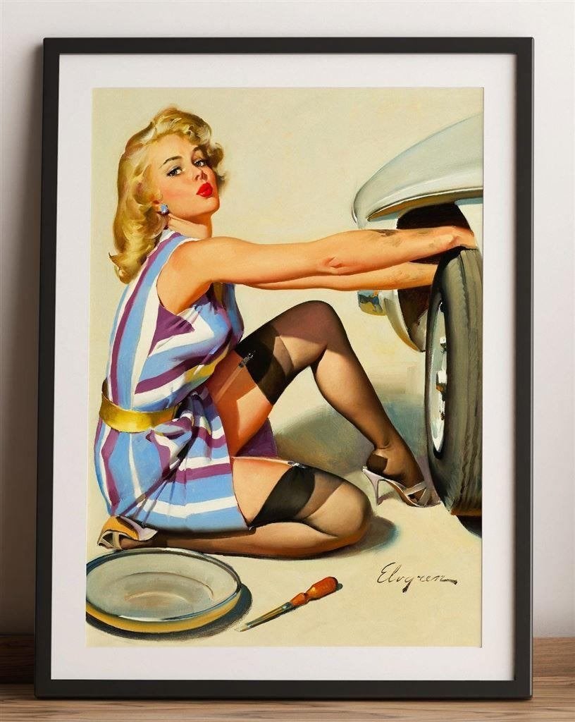 Gil Elvgren Grote Retro Sexy Pin up Poster 50x70cm, Verzenden, Nieuw, A1 t/m A3, Film en Tv