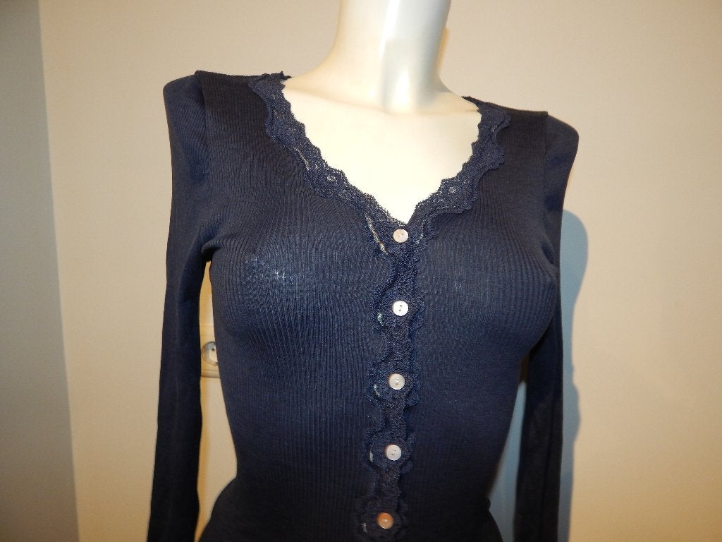 Rosemunde vest koel blauw sierlijke kant zijde katoen XXL, Kleding | Dames, Maat 46/48 (XL) of groter, Nieuw, Rosemunde, Verzenden