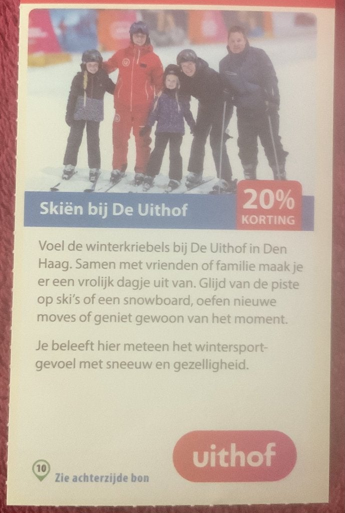 Skiën bij de Uithof in Den Haag Voordeelbon, Tickets en Kaartjes, Drie personen of meer, Kortingsbon, Overige typen