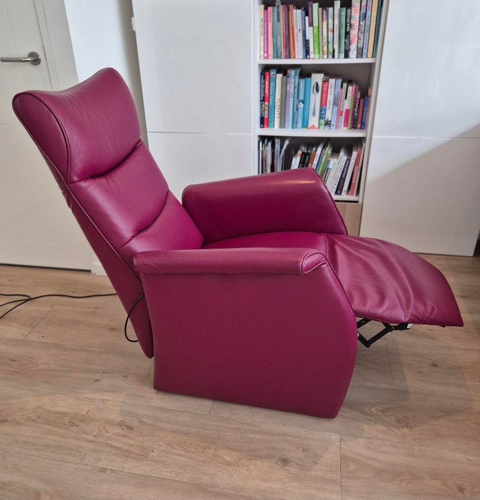 Prominent - Relax Fauteuil -Leer - Paars, Ophalen, Minder dan 75 cm, Leer, Zo goed als nieuw