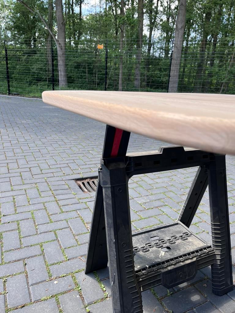 Organische salontafel 100x90x3 bol rustiek eiken, Ophalen, Eikenhout, Nieuw, 50 tot 100 cm