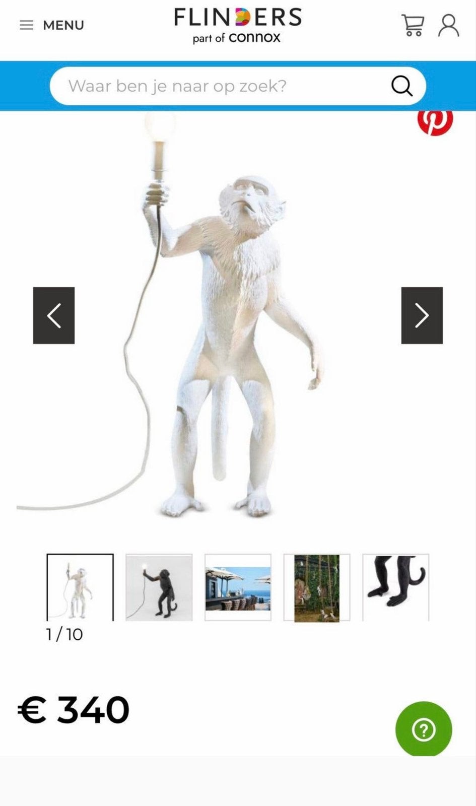 Seletti Designer Monkey Lamp Wit, Wit, Overige merken, Kunststof, Ophalen of Verzenden