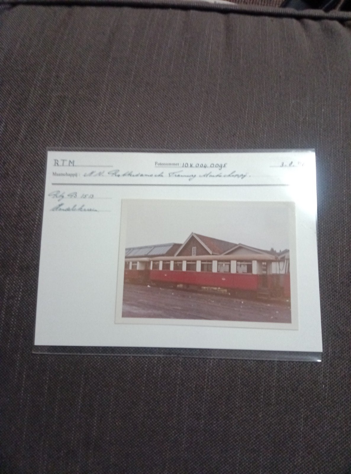 RTM Tramrijtuig 1513 foto met specificaties, Verzamelen, Ophalen of Verzenden, Zo goed als nieuw, Tram, Kaart of Prent