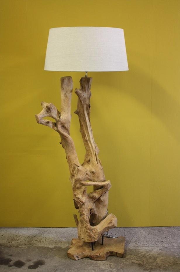 Stoere Wortel Houten Vloerlamp Staande Boomstam Lamp Oosters, Nieuw, Ophalen of Verzenden, Stoer Uniek Oosters Robuust Werelds Landelijk Vintage Style Hout