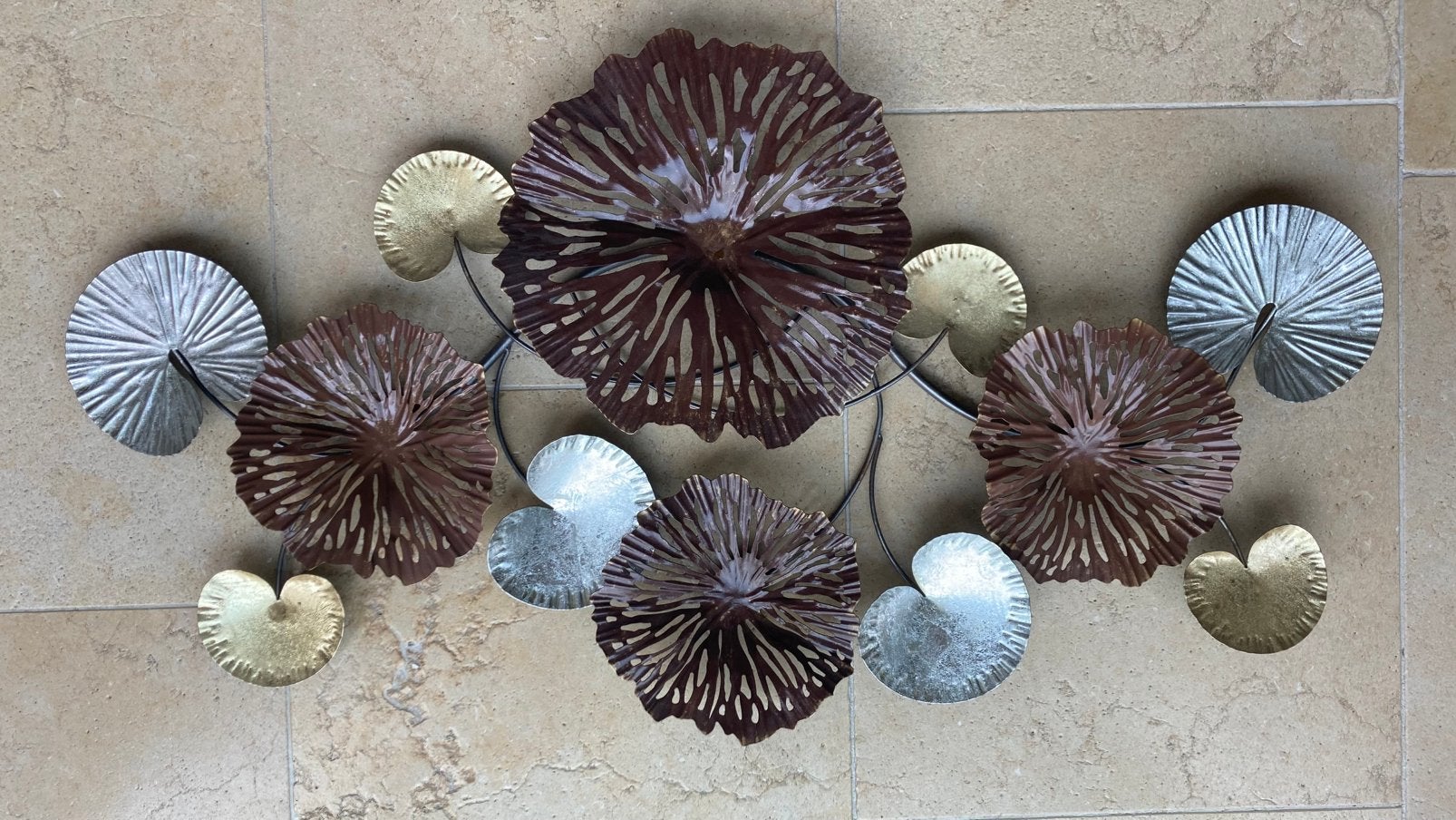 Metalen Wanddecoratie Waterlelie Bladeren Brons Zilver Goud, Huis en Inrichting, Woonaccessoires | Wanddecoraties, Metaal, Wandsculptuur
