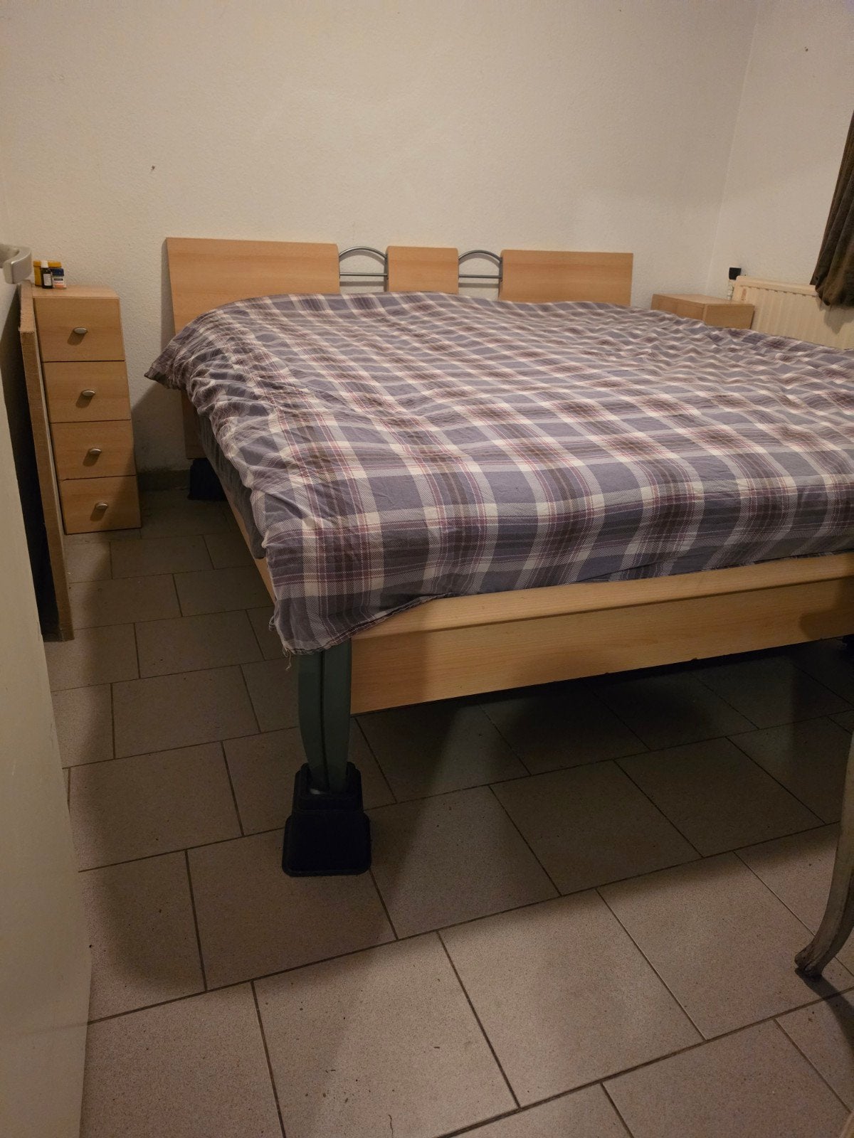 Tweepersoonsbed met Auping bodem en nachtkastjes, Ophalen, Gebruikt, Overige kleuren, Tweepersoons