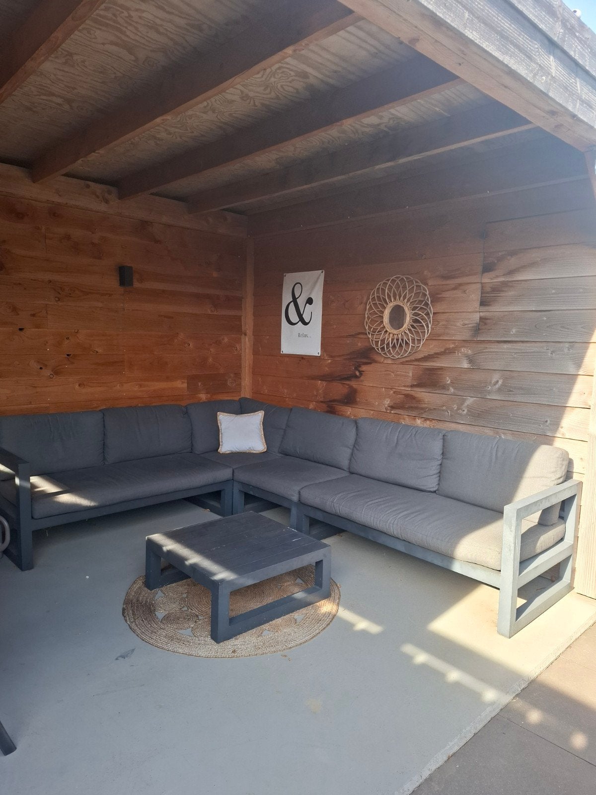 Lounge set inclusief kussens en tafel, Ophalen, Gebruikt, Aluminium, Loungeset