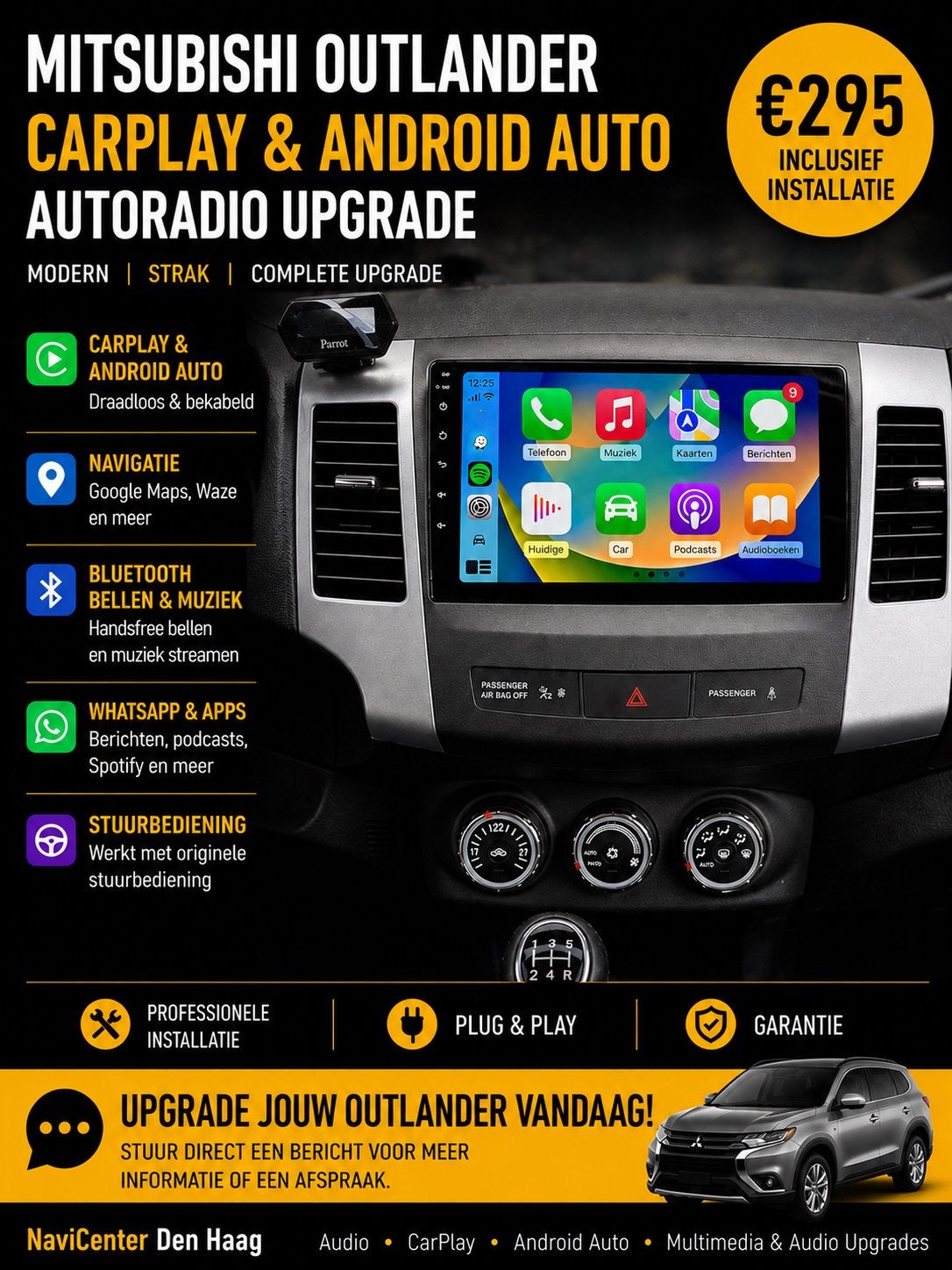 Mitsubishi Outlander CarPlay & Android Auto Upgrade, Auto diversen, Autoradio's, Ophalen of Verzenden, Nieuw