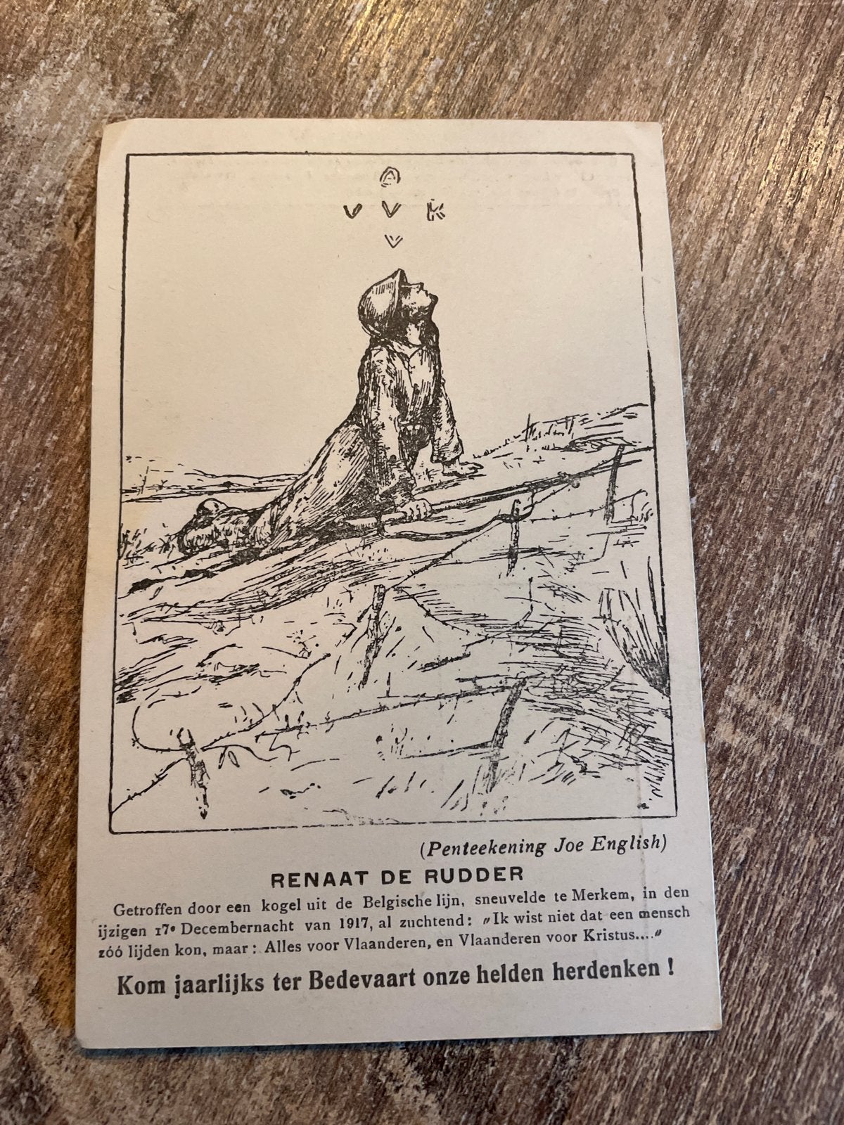 Bidprentje Renaat De Rudder - WOI, Ophalen of Verzenden, Voor 1920, Ongelopen