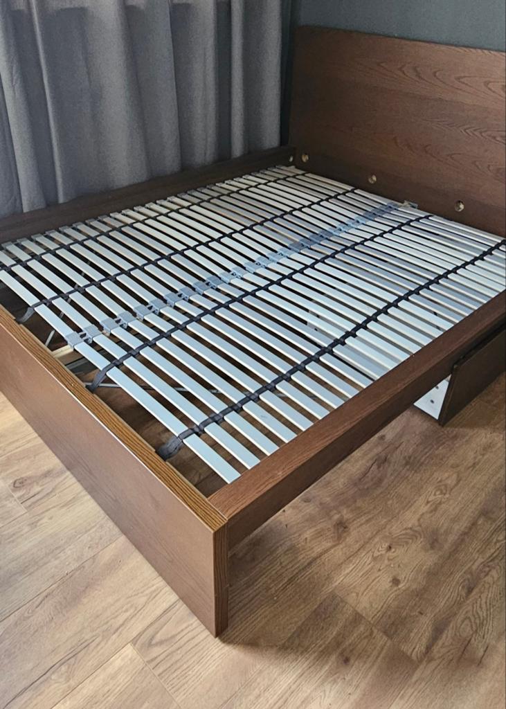 MALM bed van ikea 160x200 bruin met lade, Ophalen, Gebruikt, Bruin, Tweepersoons