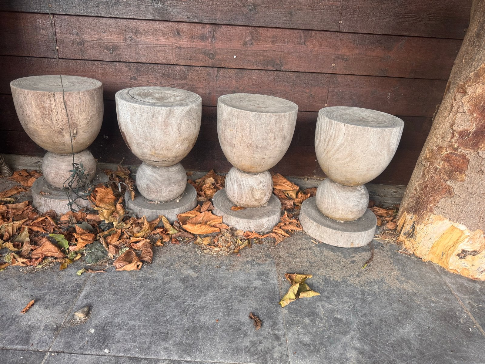 Massieve houten krukken - set van 4, Ophalen, Gebruikt, Hout