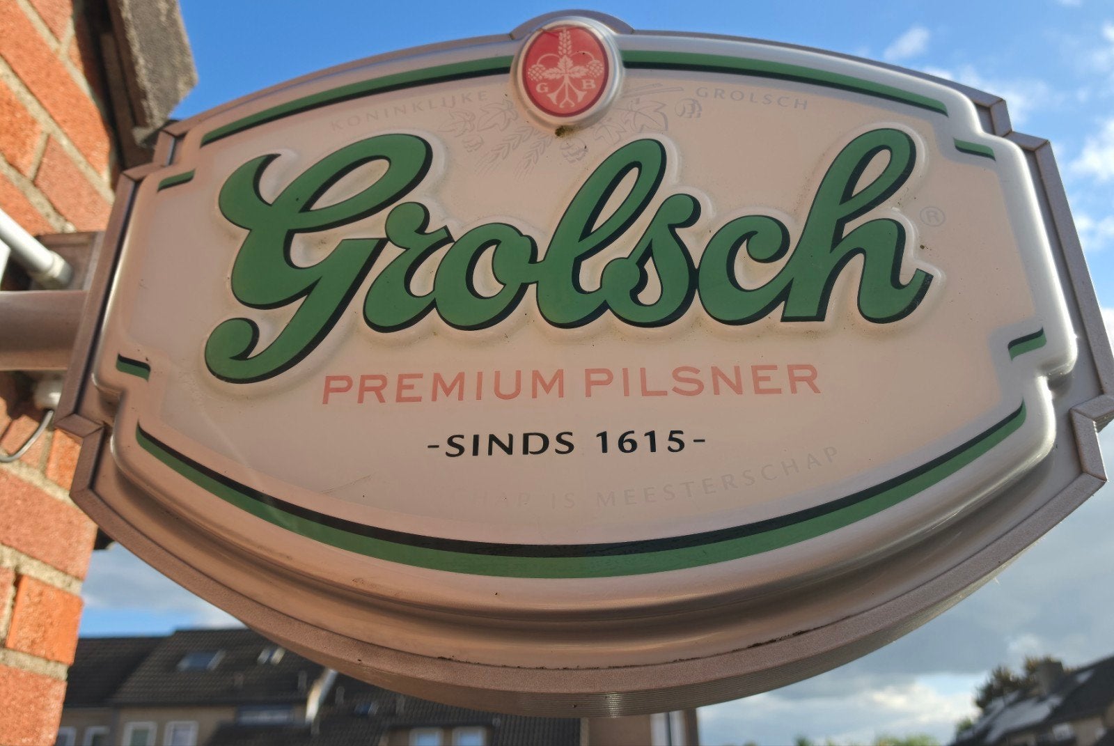 GROLSCH GEVELLICHTBAK -- 2 VERSCHILLENDE SOORTEN, Ophalen, Zo goed als nieuw, Reclamebord, Plaat of Schild, Grolsch