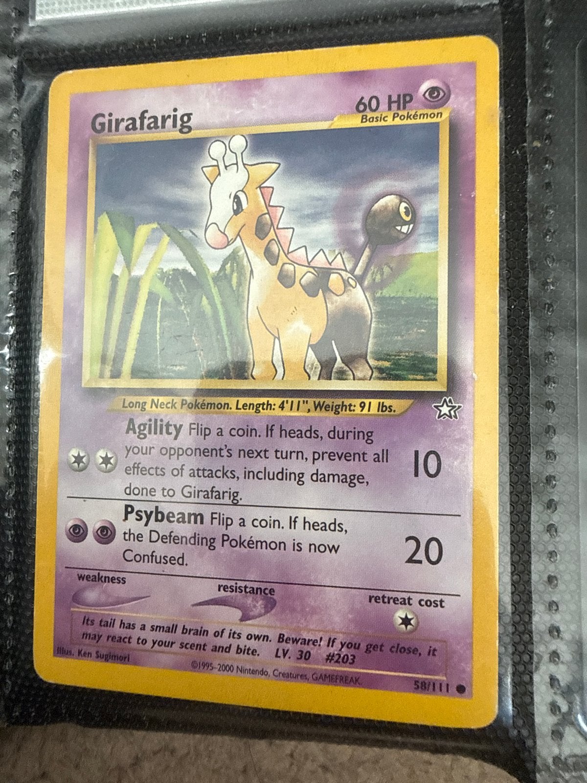 Girafarig Pokémon Kaart (58/111) - Basic Pokémon, Ophalen of Verzenden, Gebruikt, Losse kaart