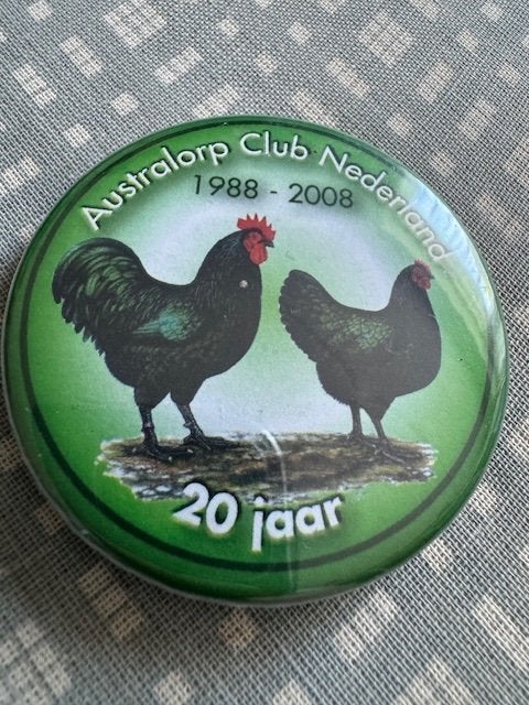 Australorp Club Nederland 20 jaar button, Ophalen of Verzenden, Gebruikt, Dier of Natuur, Button