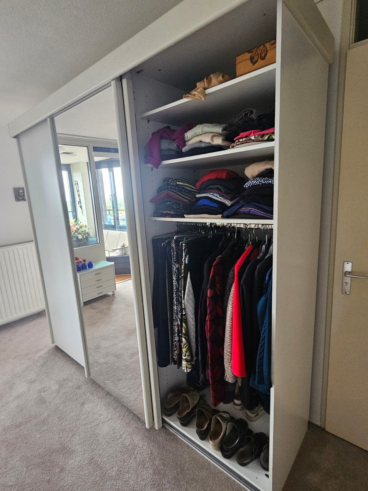 2 Linnenkasten met Schuifdeuren en Spiegel - Ook Apart, Ophalen, Met deur(en), Gebruikt, 200 cm of meer