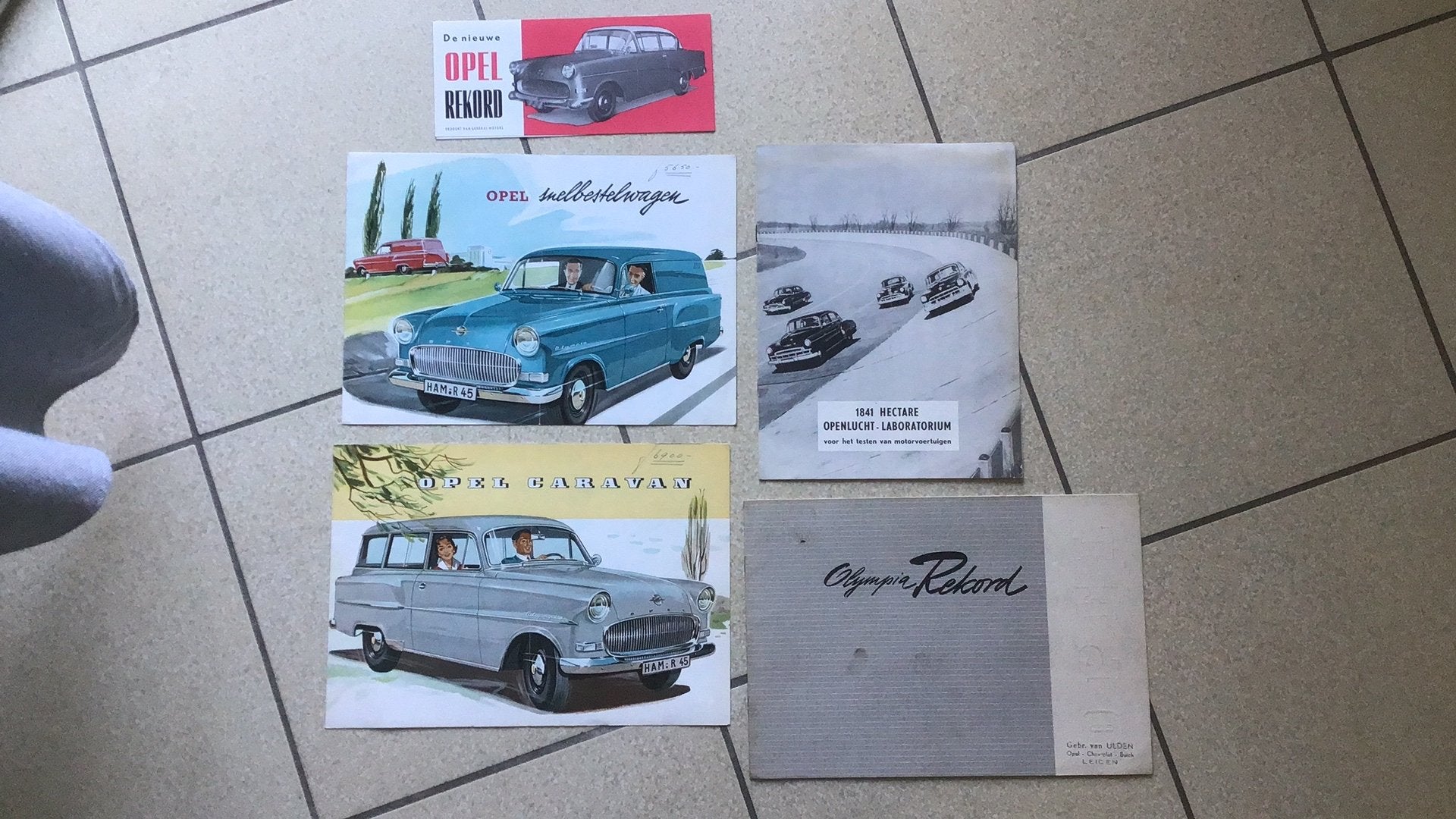 OPEL OLYMPIA REKORD CARAVAN FOLDERS VOOR 1960 LOT 5x ‼️, Ophalen of Verzenden, Gelezen, Opel