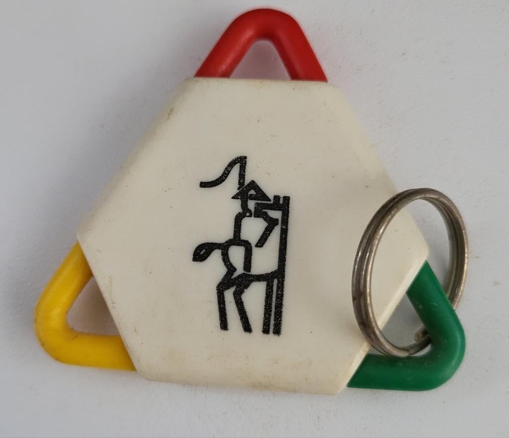 Vintage Sleutelhanger met Boer op Ezel, Ophalen of Verzenden, Gebruikt, Overige typen