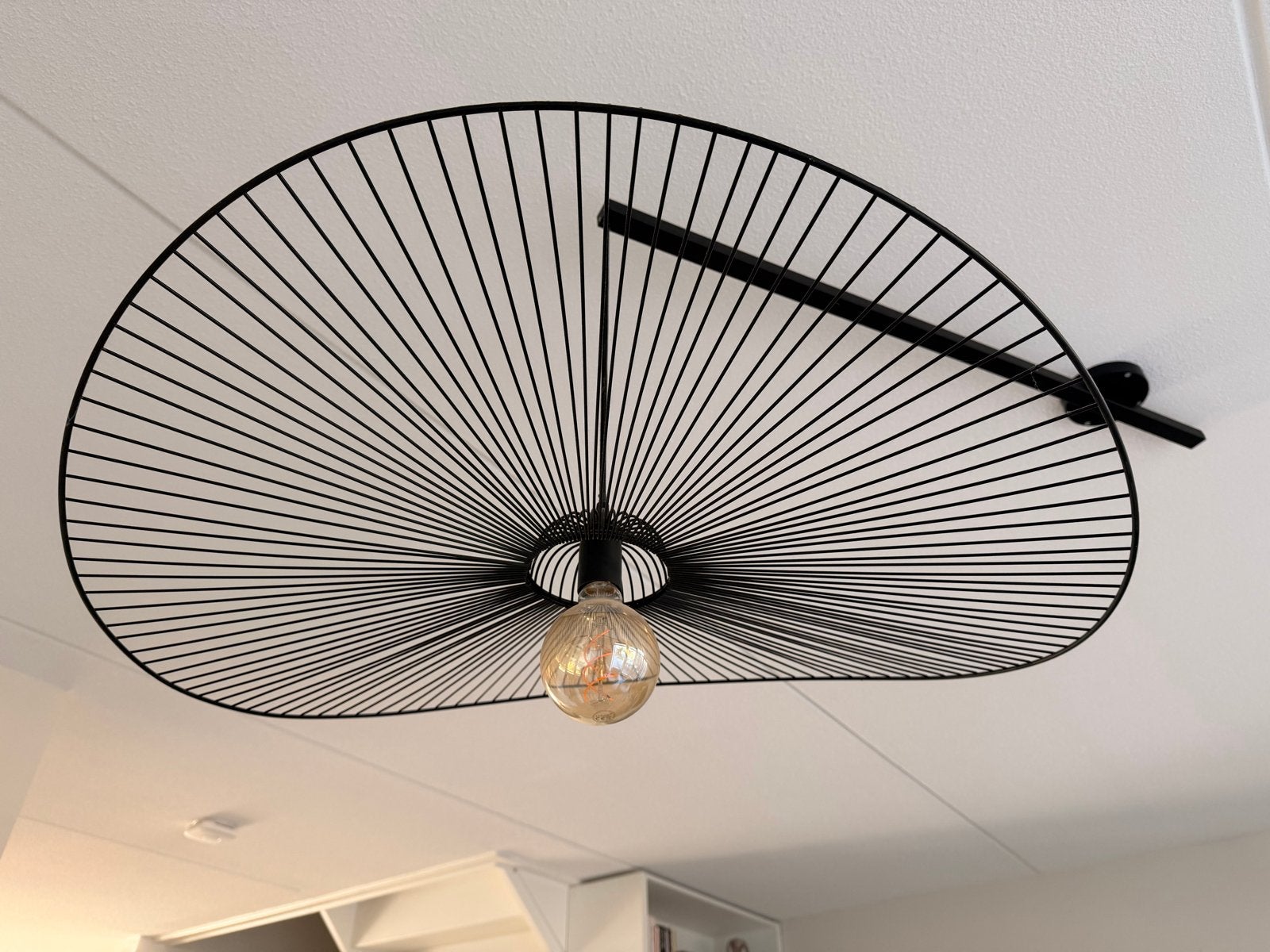 Moderne zwarte draadlamp plafondlamp, Ophalen, Zo goed als nieuw, Metaal, E27 (groot)