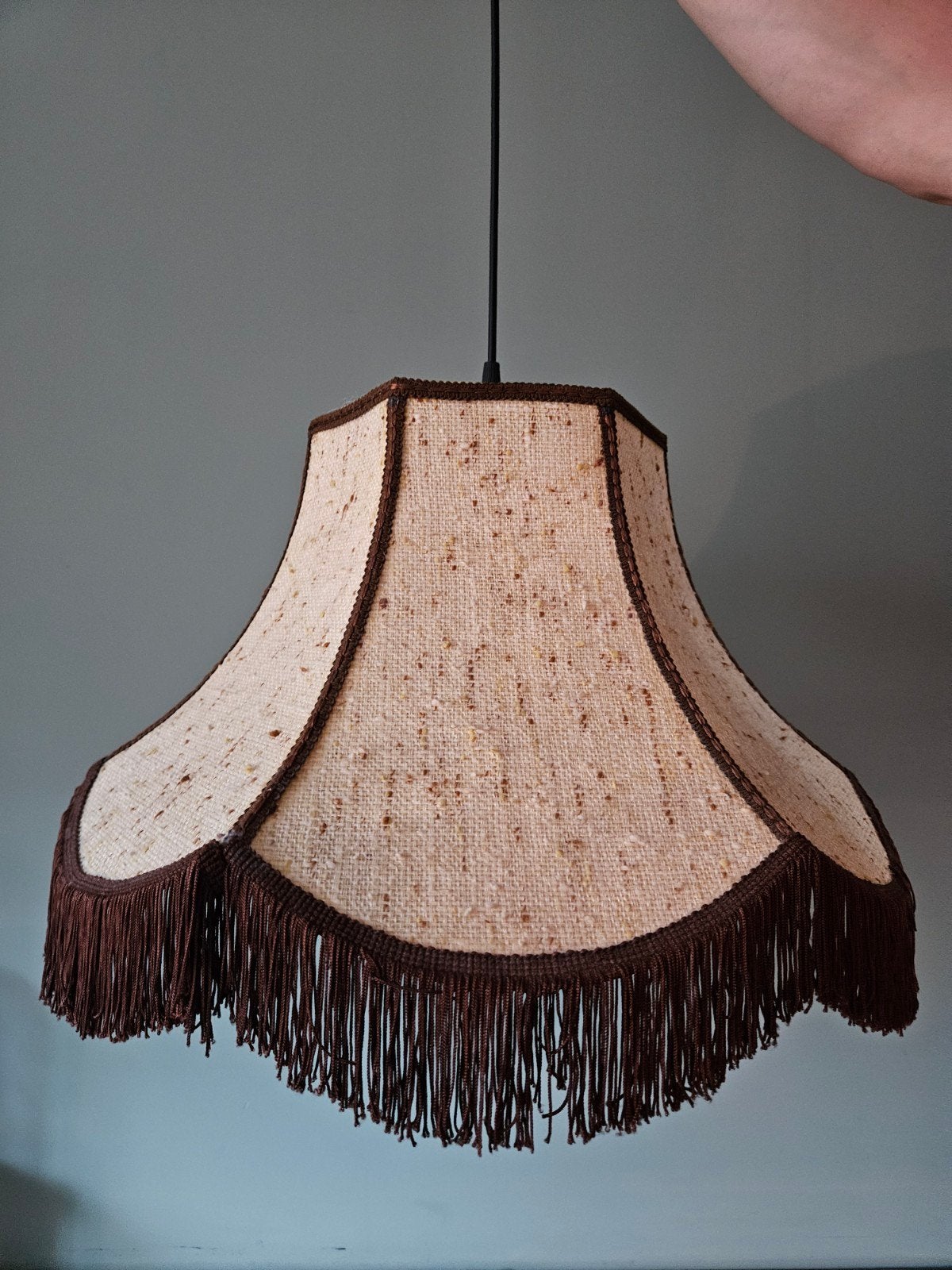 Vintage hanglamp met franjes - Jaren '70, Huis en Inrichting, Lampen | Hanglampen, Ophalen of Verzenden, Gebruikt, Vintage, Jaren '70, Retro