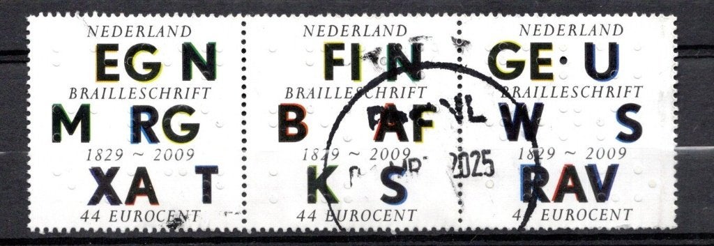 gestempeld velletje. jaar 2009:  braille, Ophalen of Verzenden, Na 1940, Gestempeld