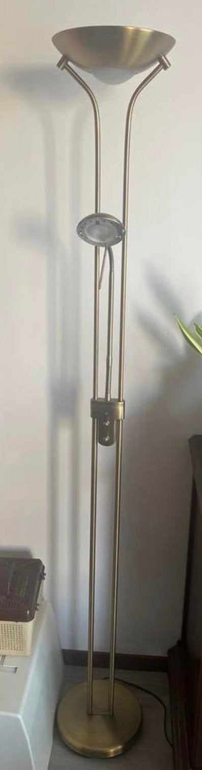 Stijlvolle bronzen vloerlamp met leeslamp, Ophalen, Zo goed als nieuw, Metaal, 150 tot 200 cm