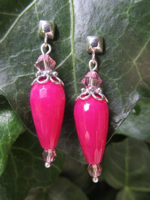 Oorbellen Amandine jade druppel facet-swarovski zilver, Ophalen, Nieuw