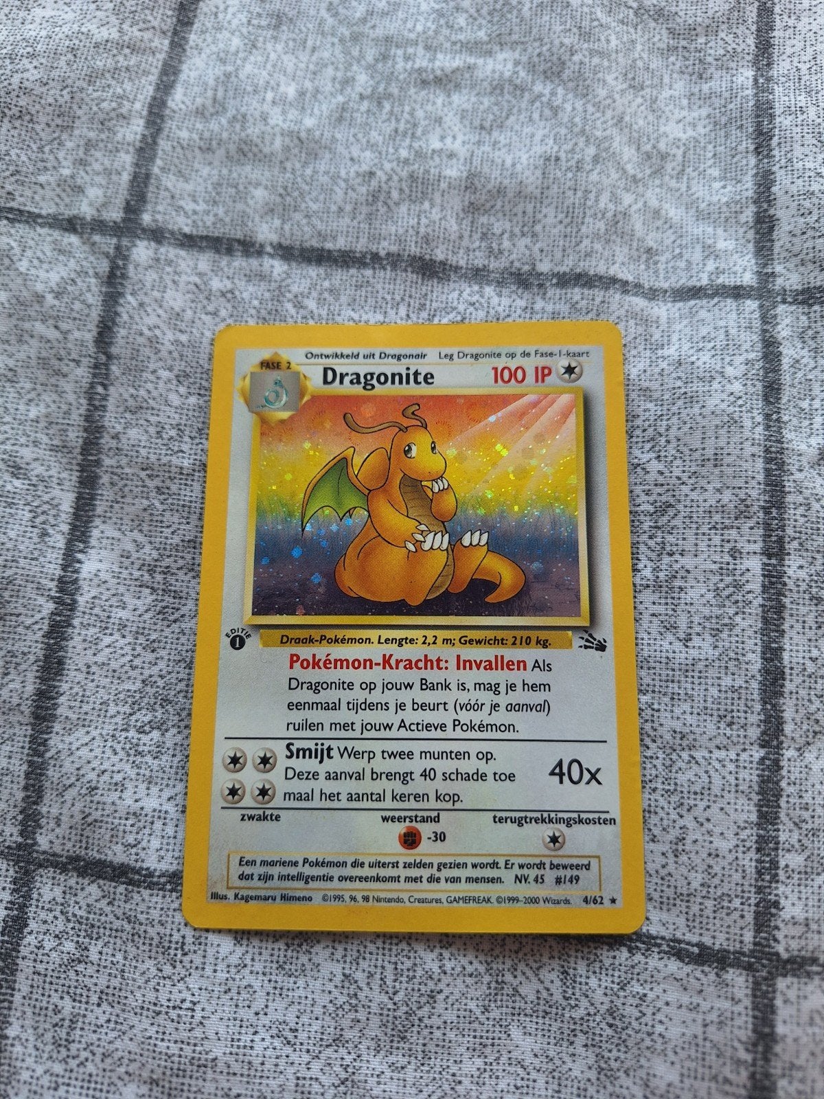 Dragonite 4/62 Fossil 1st Edition Nederlands Pokémon Kaart, Verzenden